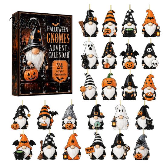 24 Days Countdown Surprise Coastal Gnome Advent Calendar, 24Pcs Acrylic 2D Sea Glass Ornament Set Creative Dwarf Hanging Pendants with String,