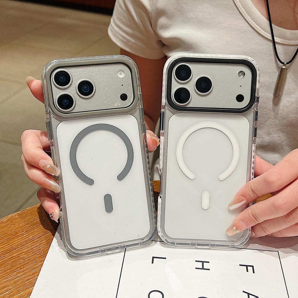 Двухцветный магнитный акриловый чехол для телефона iPhone 17 Pro Max с дизайном большого отверстия