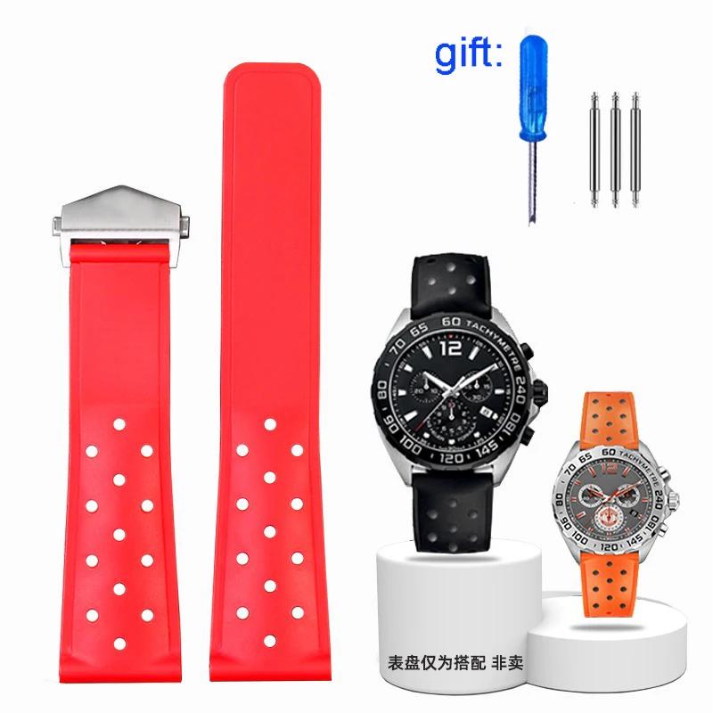 Водонепроницаемый силиконовый ремешок для часов TAG HEUER MONACO Резиновый ремешок для CARRERA FORMULA 1 Мужской ремешок 22 мм Аксессуары