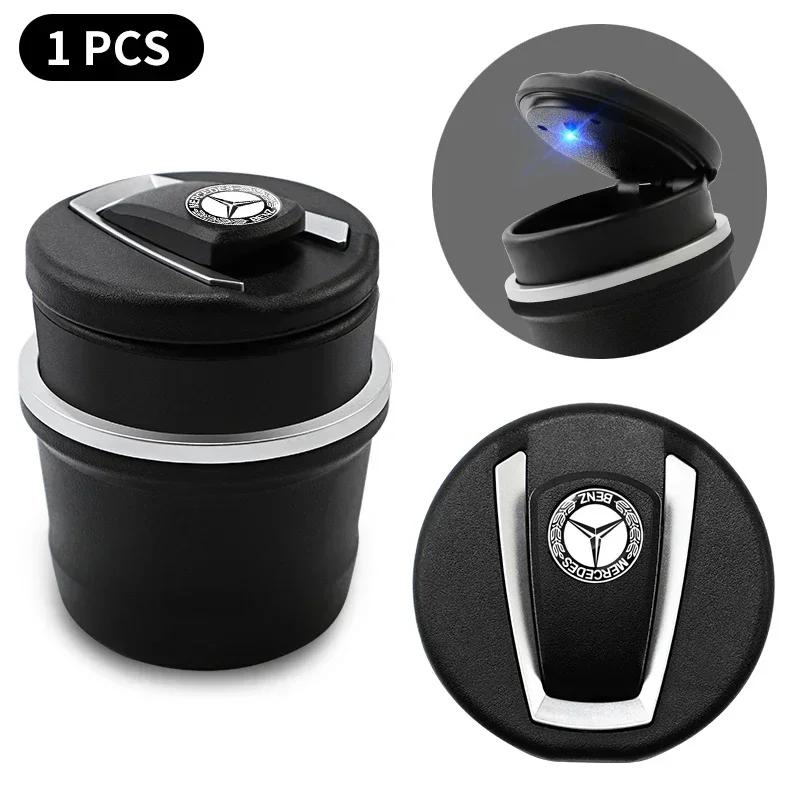 Hot 2025 For AMG W124 2025 For Benz AMG Car Cigarette Ashtray Cup With Lid With LED Light Portable For Mercedes Benz A180 A200 A