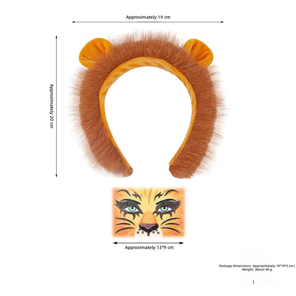 Halloween Children's Sweet Animal Headband Unisex Plastic Creative Props Zoo Lion Ear Headwear Set
