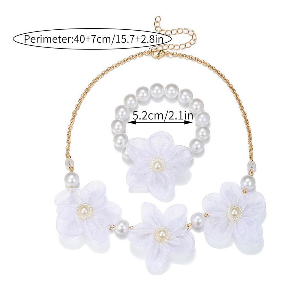Ожерелье из искусственного жемчуга, ожерелье с подвеской в виде цветка, браслет из бусин, детское ожерелье, подходит для элегантных нарядов
