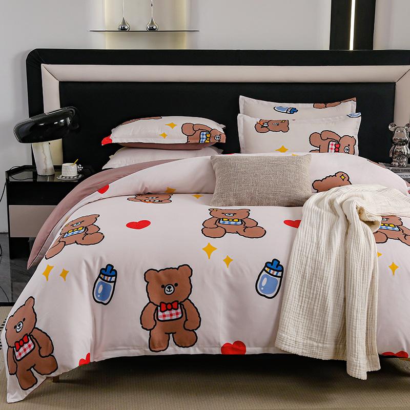 Комплект из четырех предметов из плотного хлопка с потертостями, комплект из 4 простыней и одеял, комплект из трех предметов для общежития