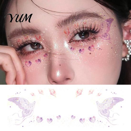 Halloween Face Decoration Glitter Butterfly Stickers, Waterproof Temporary Tattoos for Festival Party Stage Creative Decor Makeup, Easy Application