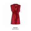 2024 Winter Women's European & American Fashion Velvet Dress with Shoulder Pads