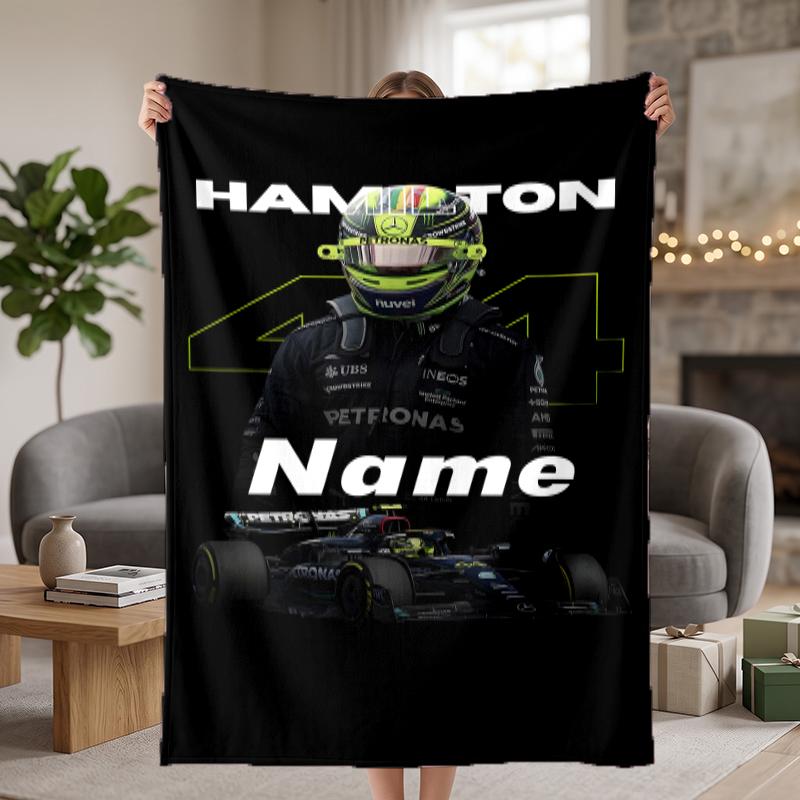 Lewis Hamilton Custom Flannel Blankets Soft Warm Cozy Throws for Home Decor Holiday Gifts