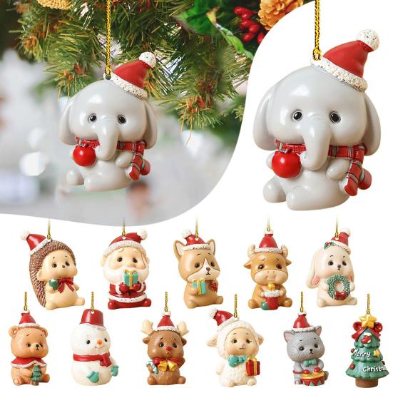 Christmas Tree Pendant Vibrant Long-lasting Cute Animal Elephant Design Colors Acrylic Hanging Decoration