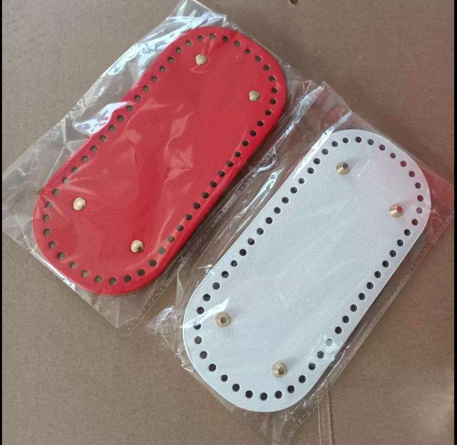 Длинное дно 22x10 см для вязаной сумки, основа сумки из искусственной кожи, дно ручной работы с 52 отверстиями, сумка для вязания крючком, аксессуары для изготовления дна сумки