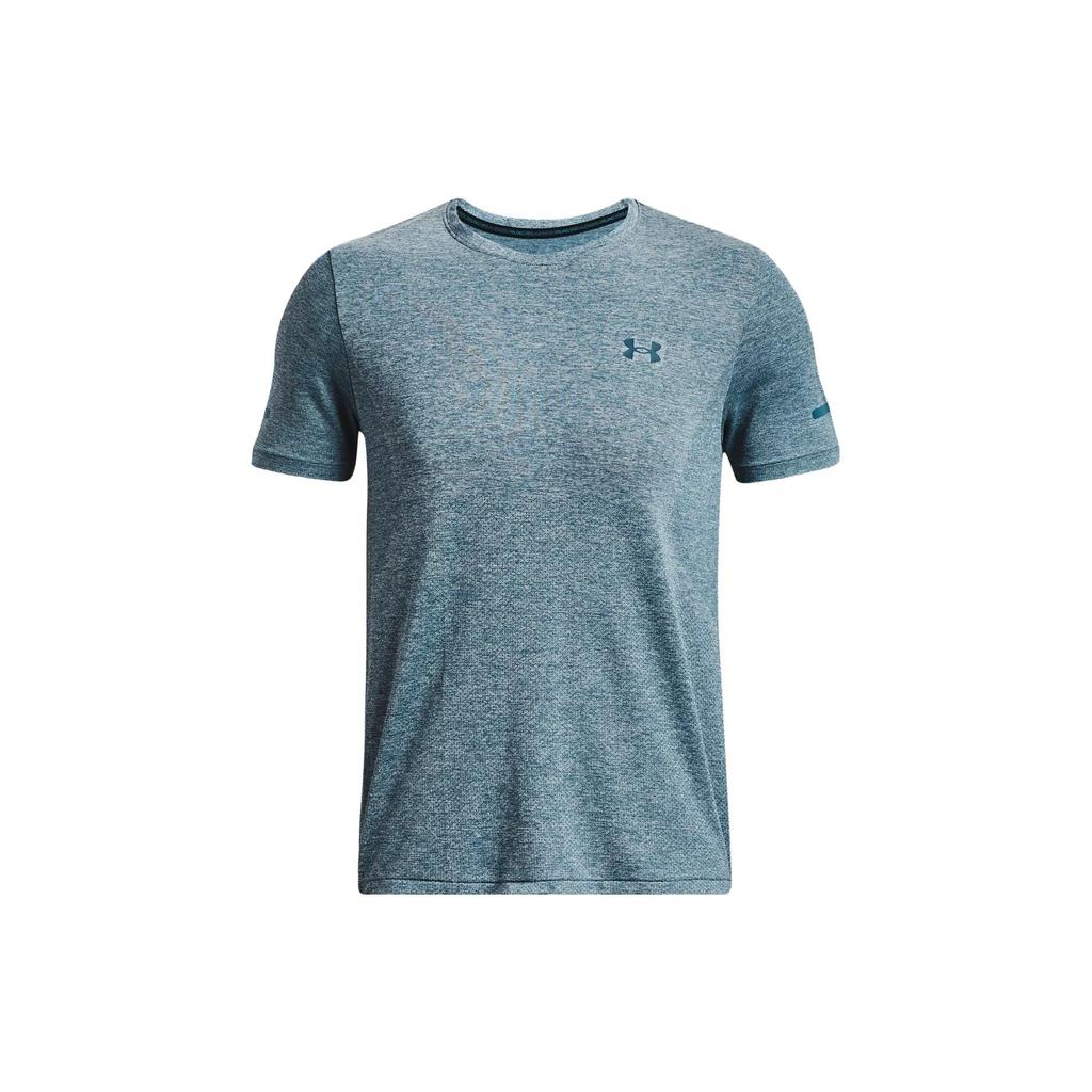 Under Armour Solid Color Crew Neck Short Sleeve T-Shirt Men Tops Static-Blue 1375692-414
