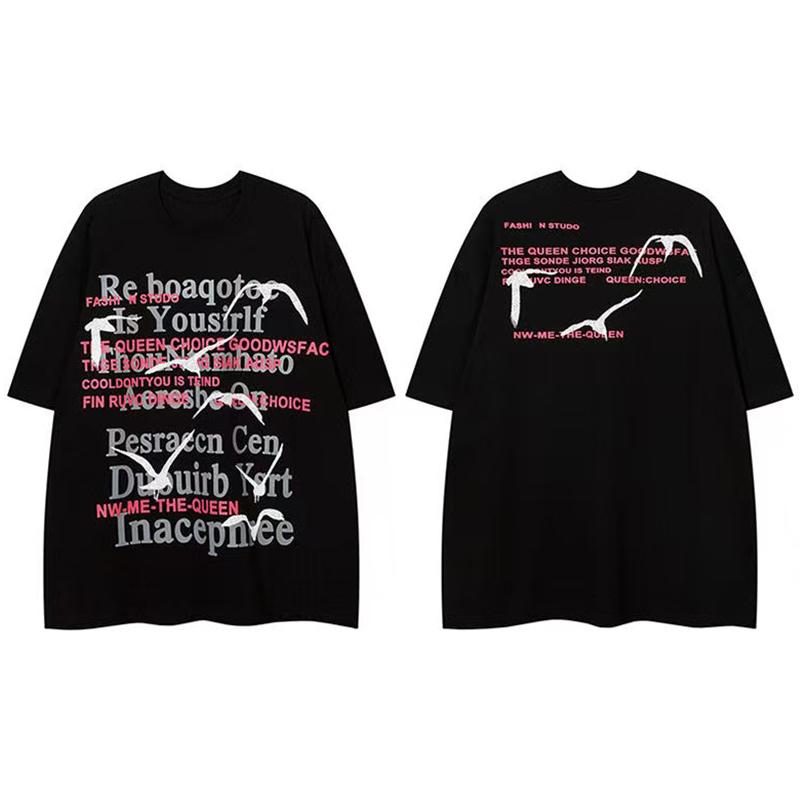 Футболка унисекс с принтом «Both Sides Creativity», свободная футболка с короткими рукавами из хлопка