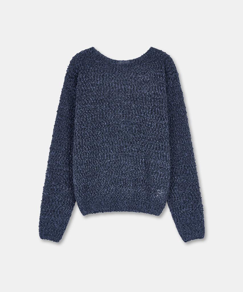 ODER Popcorn Wool Boat Neck Pullover - Navy