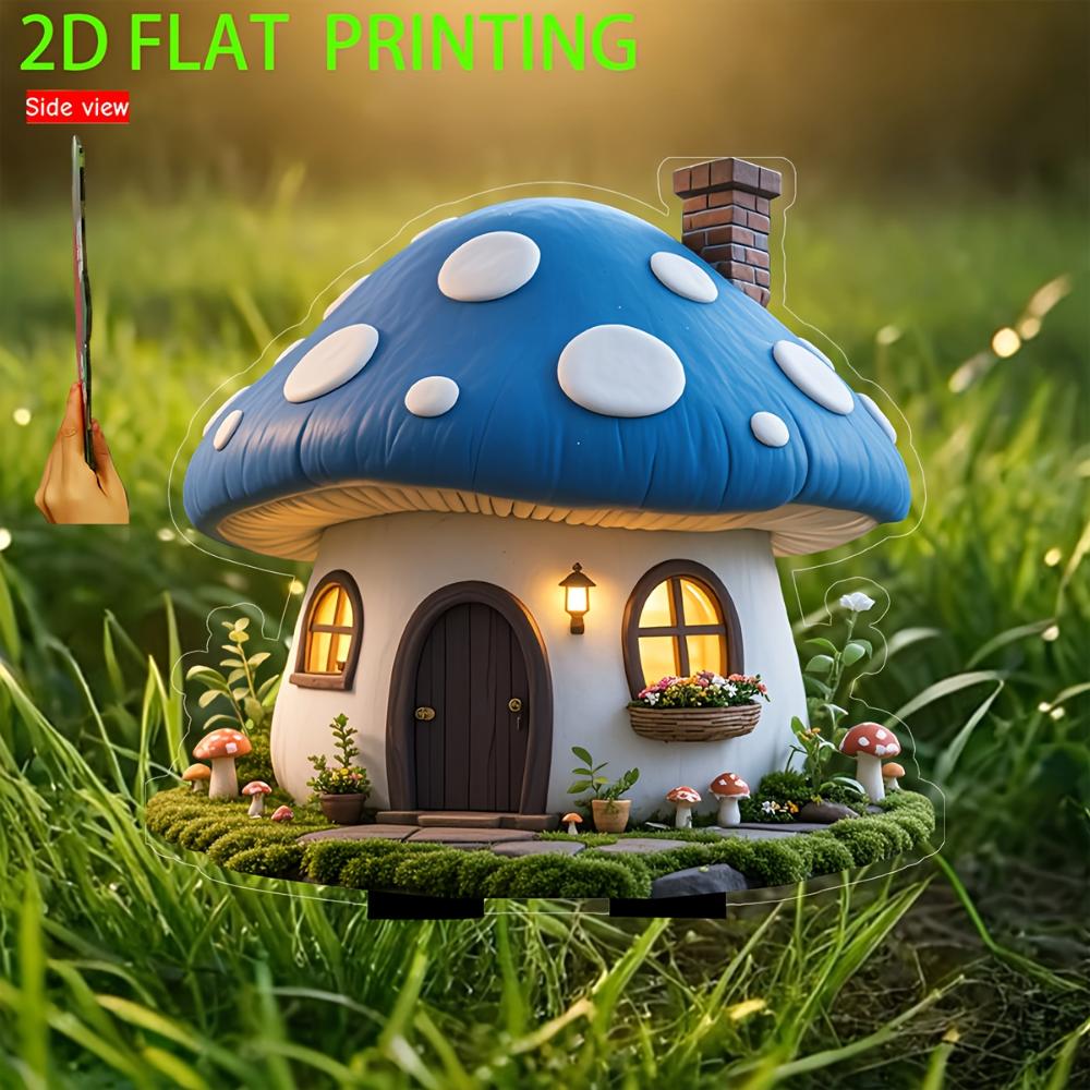 Очаровательный акриловый домик-гриб для фей, 20 см, с 2D-печатью, для садов и вечеринок