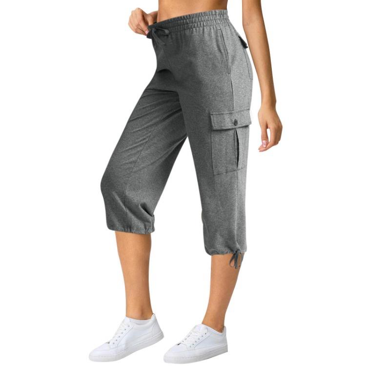 Женские легкие хлопковые летние повседневные капри, удобные брюки для путешествий на открытом воздухе с 6 карманами