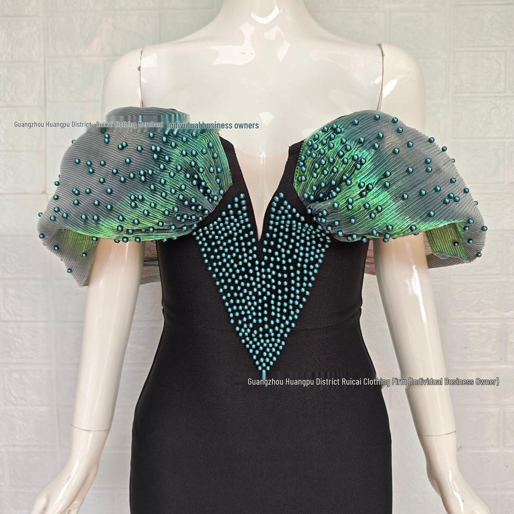 2025 Элегантное французское вечернее платье с бисером и жемчугом на бретелях-бинтах