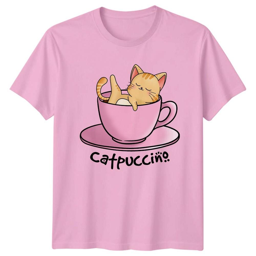 Catpuccino Unisexs TShirt Coffee Puns Cats Birthday Gift For Her