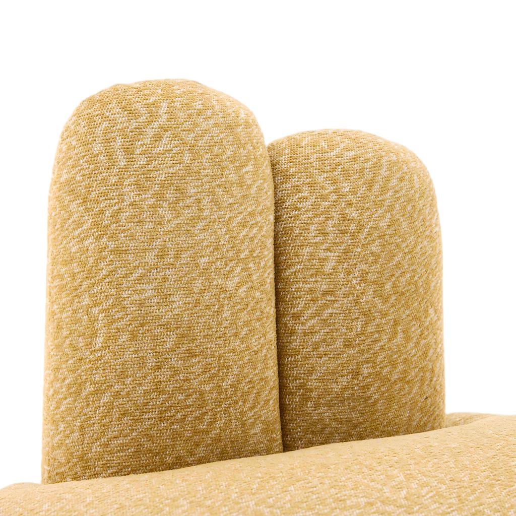 Cozy Bunny-Ear Fabric Ottoman - Fixed Upholstered Stool with Cute Ears, No Storage, Not Removable