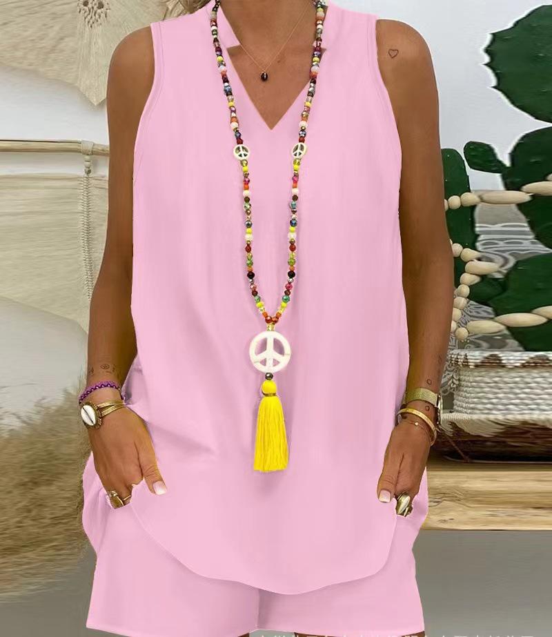 Женский повседневный комплект без рукавов со стойкой