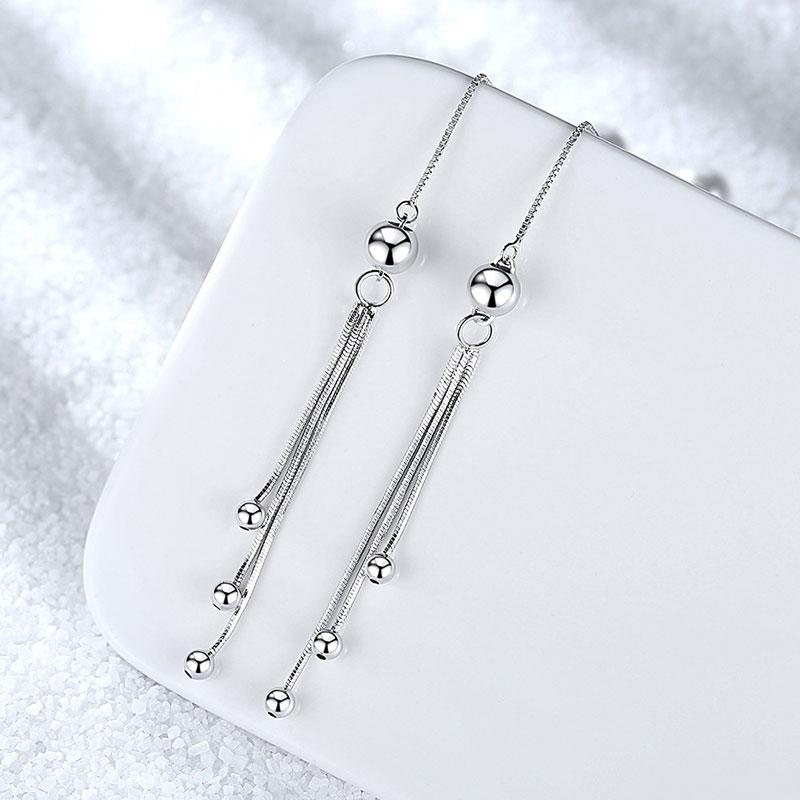 ANENJERY Элегантные жемчужные серьги неправильной формы с кисточками и цепочкой для ушей серебряного цвета, длинные серьги для женщин oorbellen