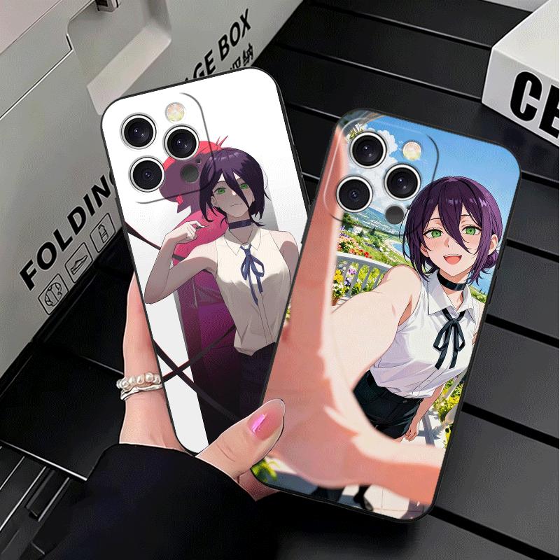Аниме Персонаж R-Reze CSM Мягкий Чехол для Телефона для iPhone 16 16E 17 Air 15 Pro Max 14 Plus 13 Mini 11 12 7 Черный Чехол Задняя Панель