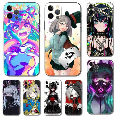 Чехол для телефона с изображением девушки из аниме для iPhone 5 5s 2020se 6 6s 7 8 plus x 10 XR XS 11 12 13 mini pro MAX, черная задняя крышка из ТПУ