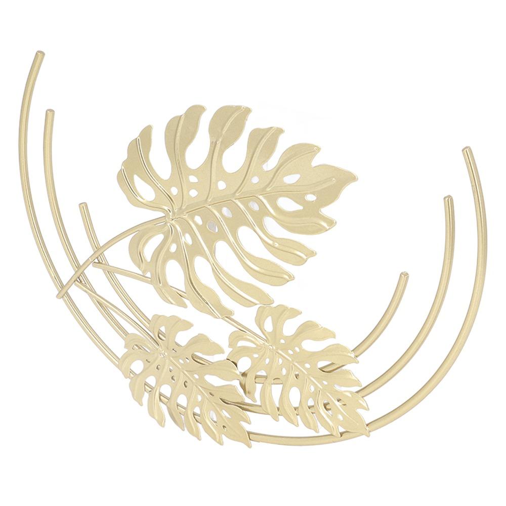 iron Golden Wall Hanging 9.06 in Iron Wall Art Metal Leaf Wall Decor Cafe Wall Layout