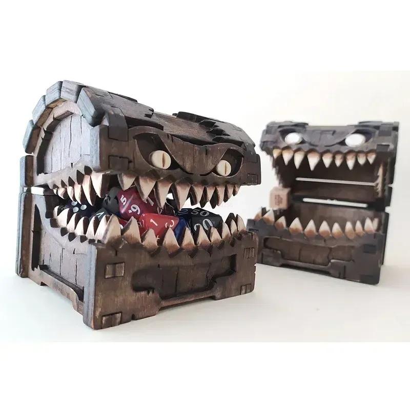 В наличии Игровые фигурки Dungeons & Dragons Деревянная фигурка мимика Dnd Креативный монстр Сундук с сокровищами Фигурка Коробка Игрушка на Хэллоуин Подарок