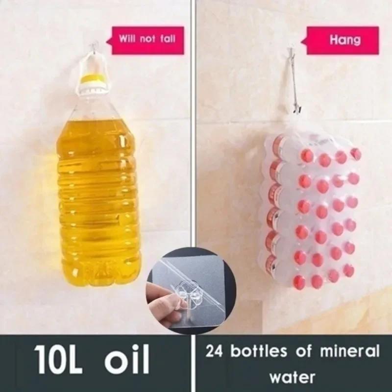 10 шт. Прозрачные настенные крючки для ванной комнаты, водонепроницаемые, маслостойкие, самоклеящиеся крючки, многоразовые бесшовные подвесные крючки, кухонный крючок