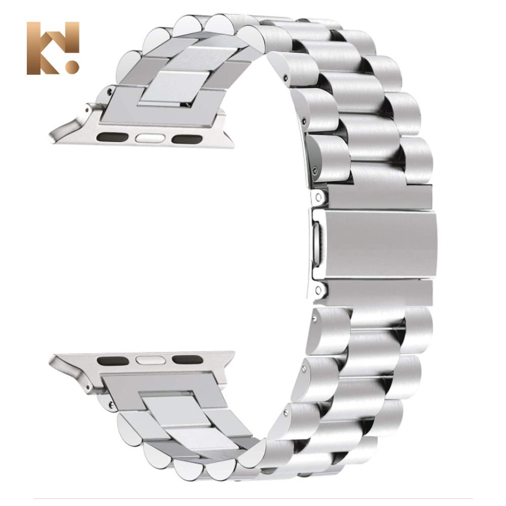 Keepwin Metal Material Solid Watch Band Mesh Wrist Metal Stainless Steel Watch Band Strap for Apple IWatch 9 8 7 6 5 4 3 2 1 SE