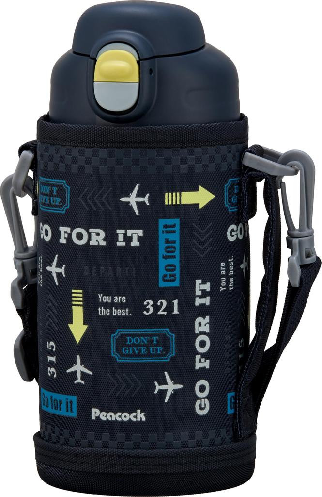 The-peacock Thermos Industry (The-peacock) Peacock Water Bottle, Sports Drink Compatible, One-Touch Opening, Direct Drinking, Kids Size, 800ml,