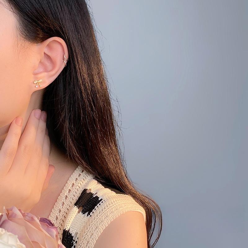 Милые серьги-бантики с камнями кошачий глаз для девочек со свежими и красивыми серьгами