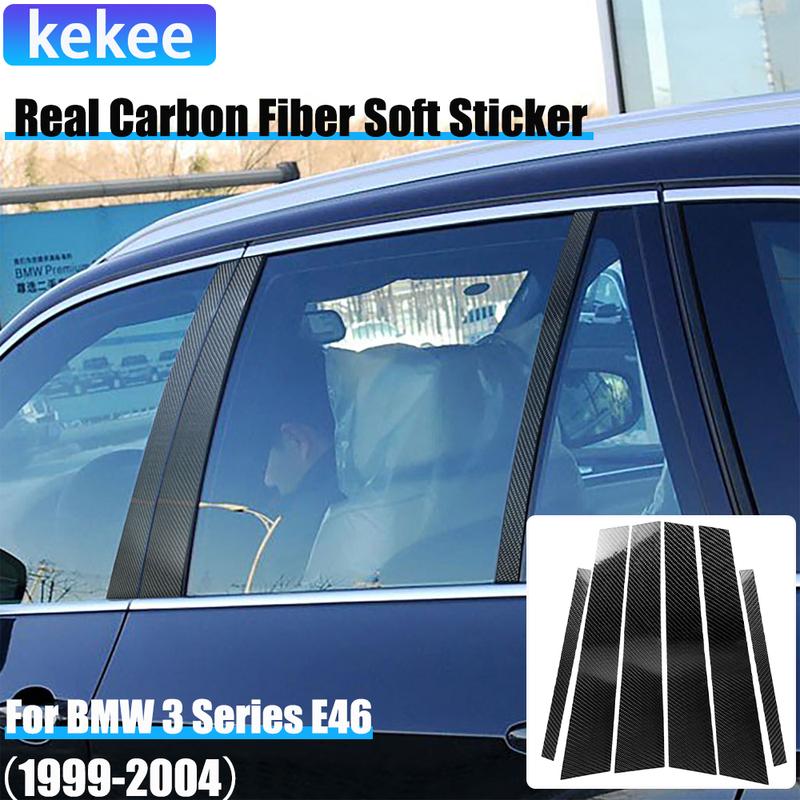 Real Carbon Fiber Car Accessories B-pillar Decorative Panel Cover Sticker For BMW 3 Series E46 1999 2000 2001 2002 2003 2004