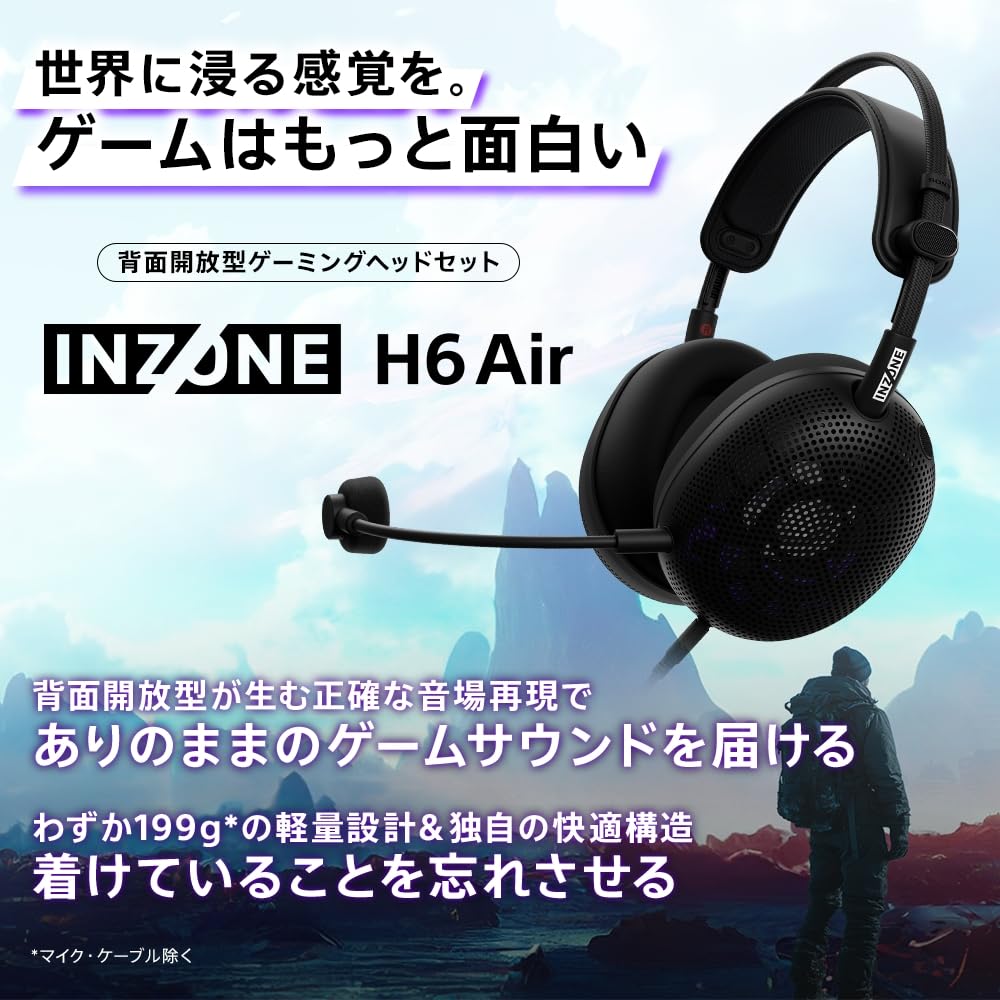 Sony INZONE Open-Back Gaming Headset H6 Air (MDR-G600), Lightweight 40mm Driver, Wide Soundstage