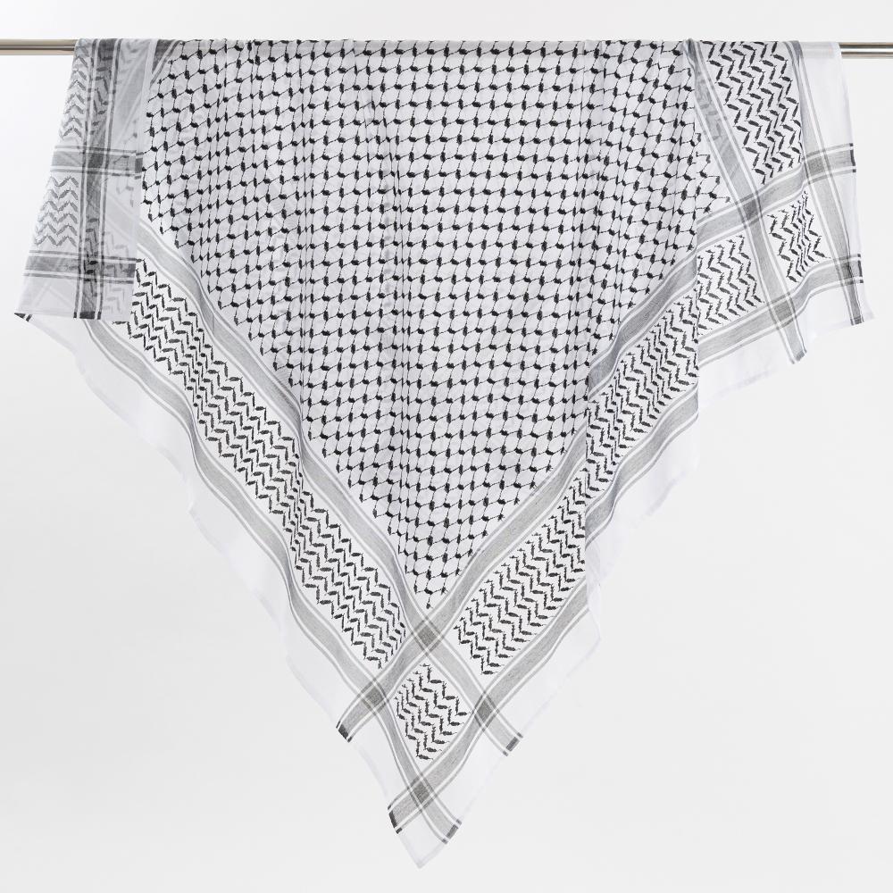 Traditional Arafat Kuffiyeh Palestinian Black and White Arab Kafiya Shemagh Keffiyeh Middle Eastern Scarf Wrap Jacquard Headwrap