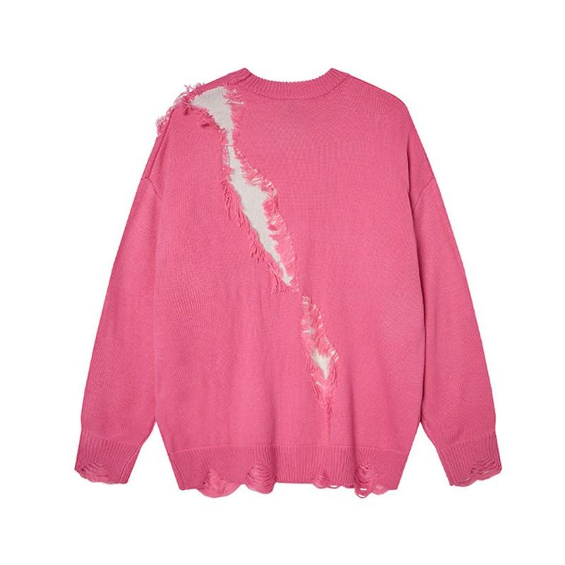 Vintage American Style Oversized Knit Sweater Teens Warm Thick Fuzzy Pullover Streetwear
