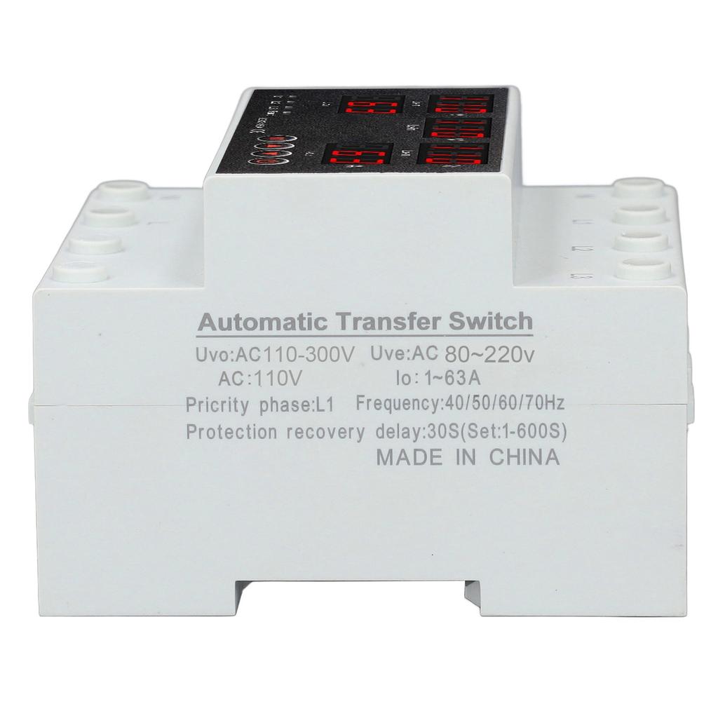 Автоматический переключатель передачи 63A 3P4W светодиодный дисплей регулируемый предохранитель напряжения для домашнего генератора