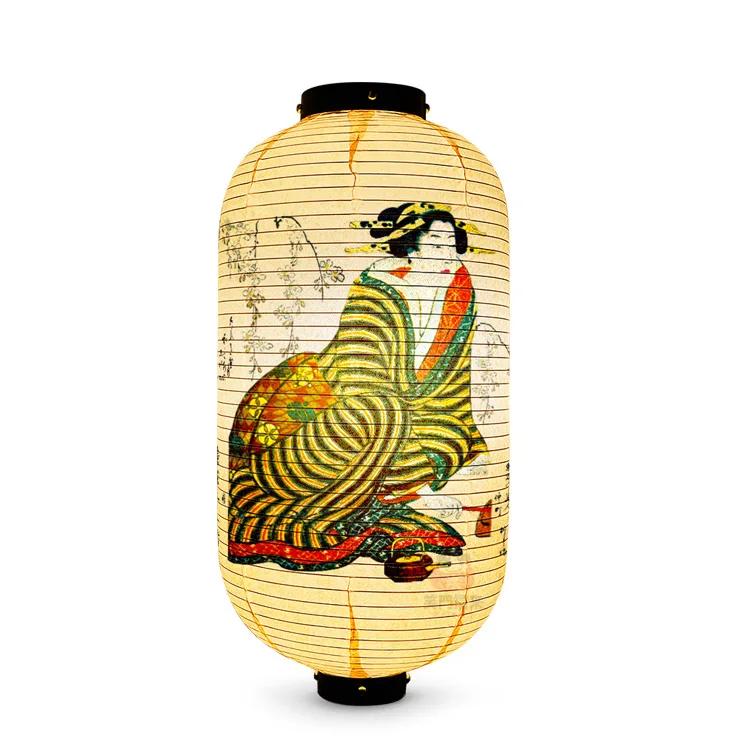Japanese Style Geisha Pattern Lantern Waterproof Cloth Ukiyo-e Cuisine Restaurant Izakaya Decor Lantern Festival Party Decor