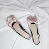 Fashion Block Heel Wrapped Slippers Summer New Pointed Toe Shallow Mouth Satin Face Bow One Strap Soft Slip Sole Heels