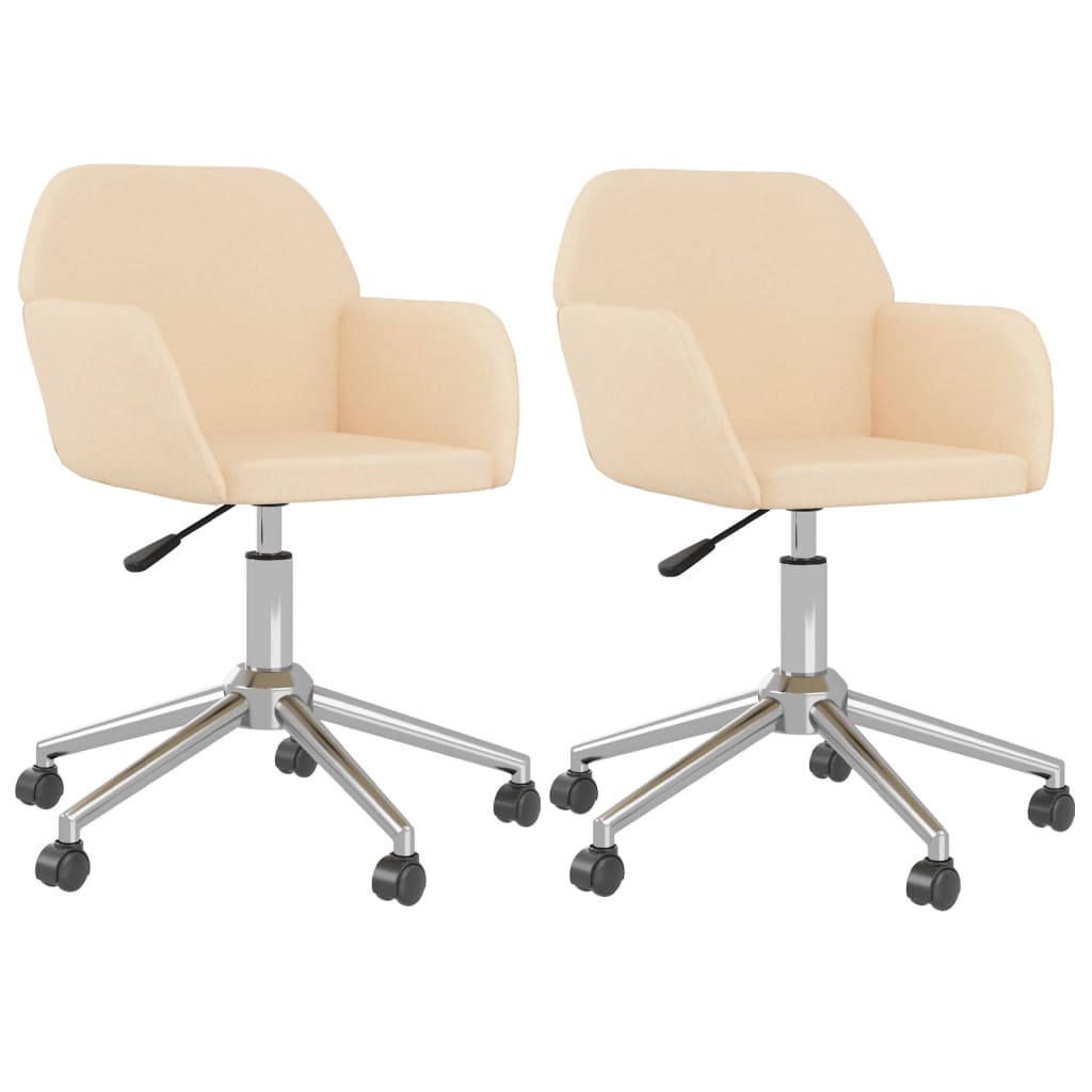 Dining Room Chairs 2 pcs Swivel Cream Fabric