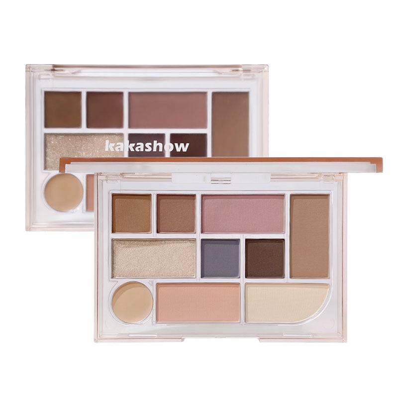 Focus Eye Shadow Palette, Matte Ten-color Pearlescent Glitter, Brightening and Contouring Earth-toned All-in-one Palette