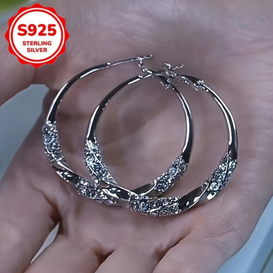 Большие круглые серьги из стерлингового серебра 925 пробы для женщин - Минималистичный круглый дизайн, Эстетика холодных цветов, Универсальные аксессуары на каждый день и для вечеринок