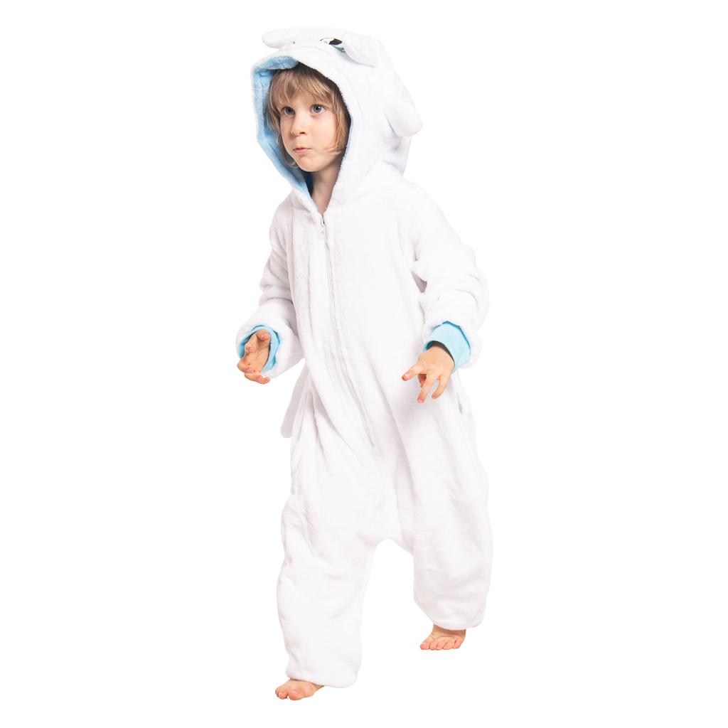 Piżama dla dzieci dziecięca kigurumi onesie strój smok szczerbatek biały 125-135