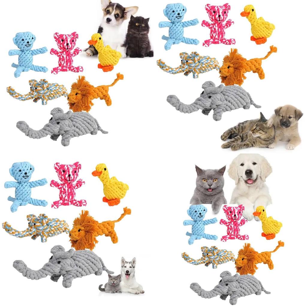 Adorable Cotton Rope Dog Toys Including Cute Yellow Duck Giraffe Moose For Chewing Dental Care And Fun Playtime Activities