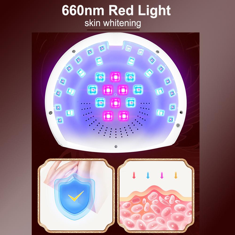 Светодиодная лампа для ногтей УФ-лампа для сушки ногтей для гелевых ногтей Умная сушилка для ногтей с красным светом 660 нм Лампа для отверждения ногтей для гель-лака