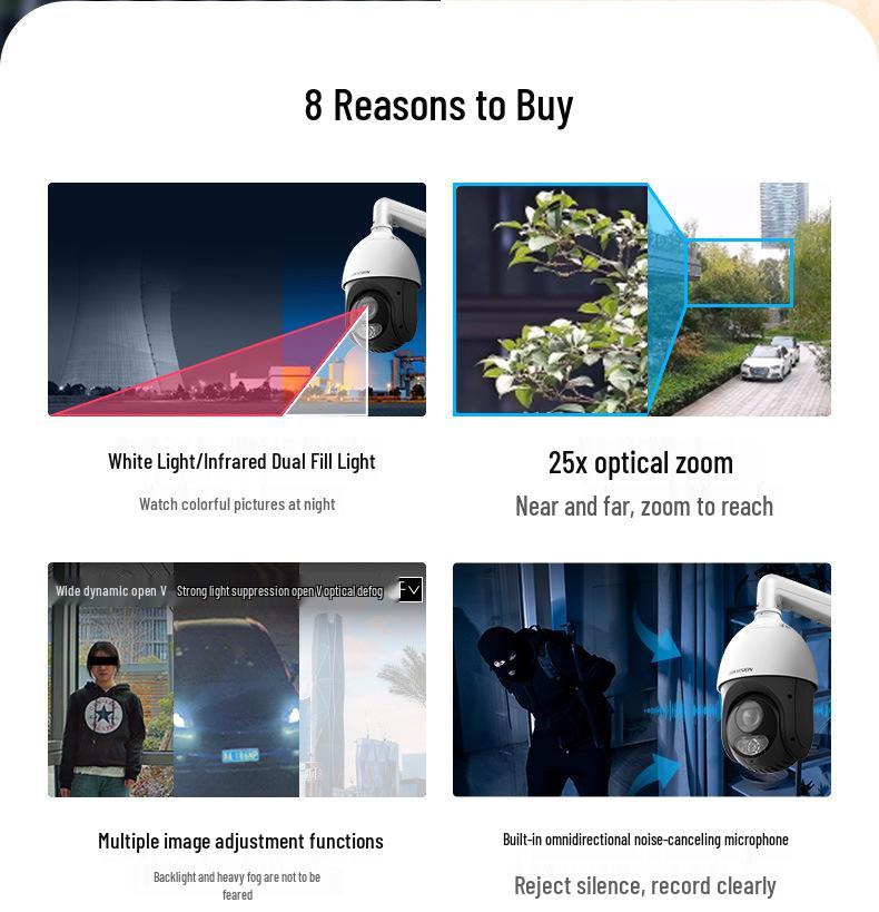 Hikvision 25x Zoom 360° PTZ Outdoor Camera with Mobile Remote Monitoring, Audio & Video Recording