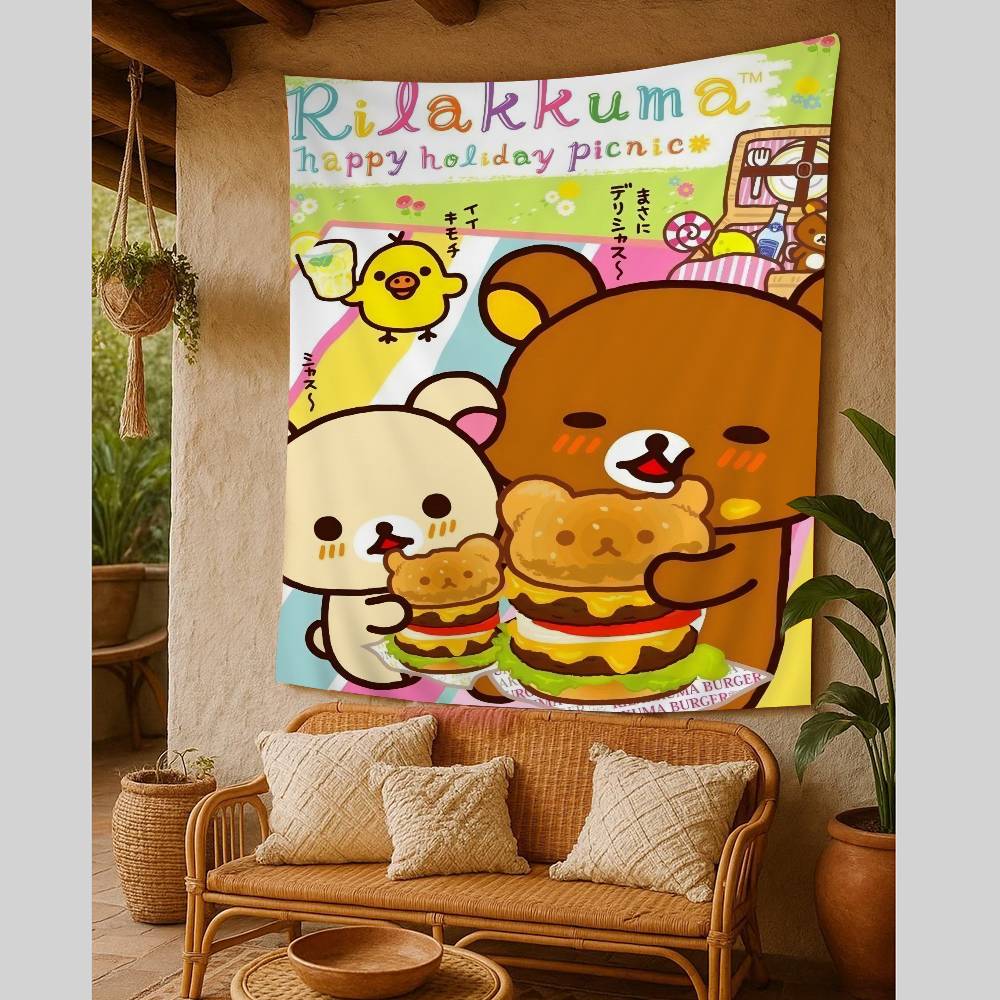 Cute Cartoon Anime RRilakkuma Hanging Bohemian Tapestry Bohemian Wall Tapestries Mandala Cheap Hippie Wall Hanging