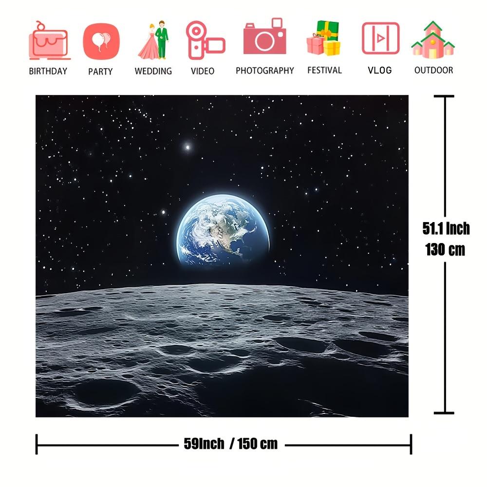 1 piece of cosmic polyester photography background cloth - Earth, Moon, planets and stars themes, suitable for room deco