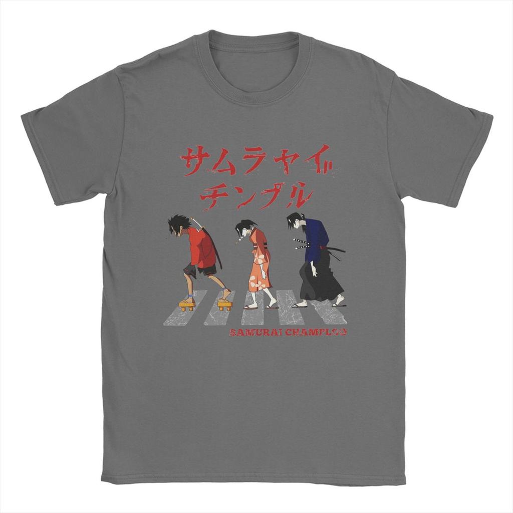 Samurai Champloo Walking Fuu Mugen Jin Футболки Мужские Чистый Хлопок Забавные Футболки Футболки с Круглым Вырезом Одежда с Коротким Рукавом С Принтом