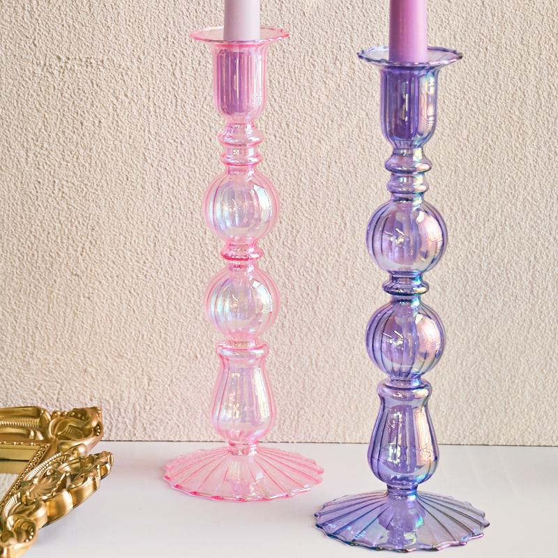 Цветной стеклянный конусный подсвечник, высокий подсвечник, украшение для вечеринки, настольное украшение, домашний декор, свадебное украшение