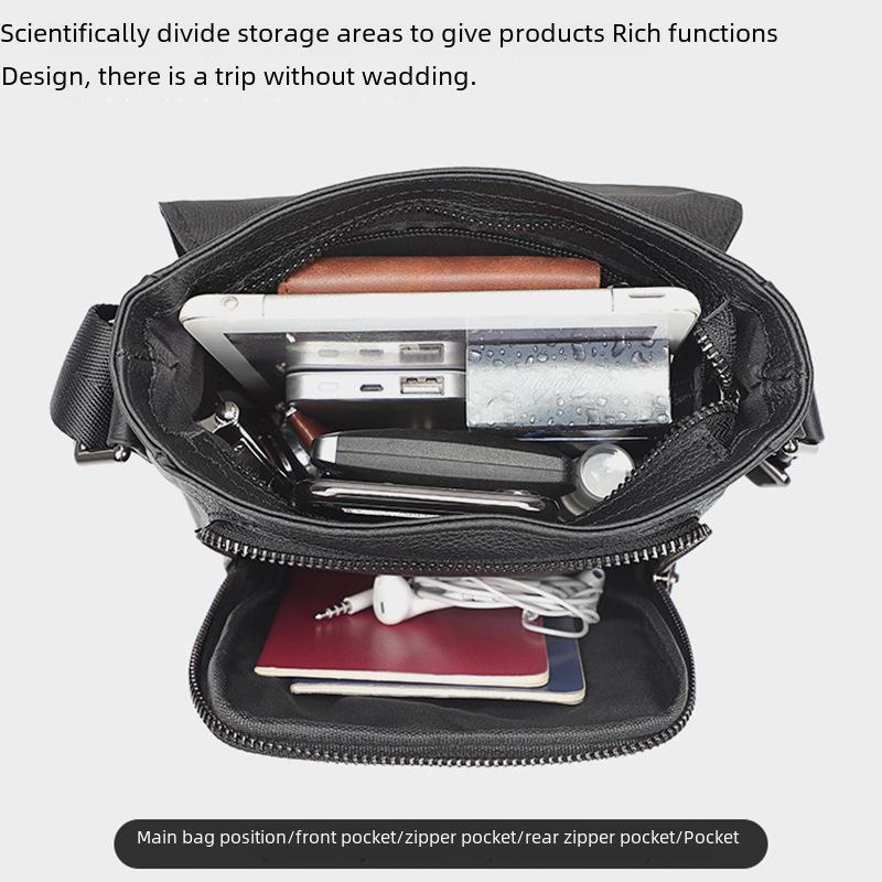 Мужская черная кожаная сумка через плечо в корейском стиле Jiameida — повседневный и простой дизайн