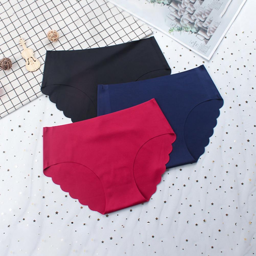 Womens Seamless Panties Soft Underwear Scalloped Trim Panties Bikini Panty for Ladies Breathable Hipster Stretch Panty Underpants
